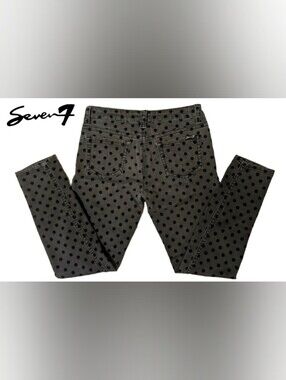 Seven7 Black Polka Dot Skinny Jeans Size 28 Retro Print Stretch Denim